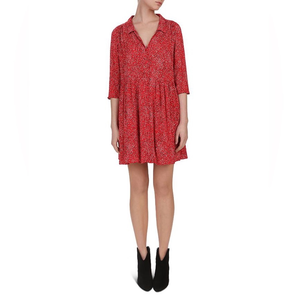 Ba&sh alma rouge printed shirt dress